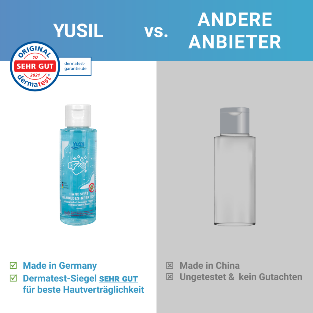 YuSil unterscheidet sich von anderen Anbietern. Made in Germany und hautgetestet.