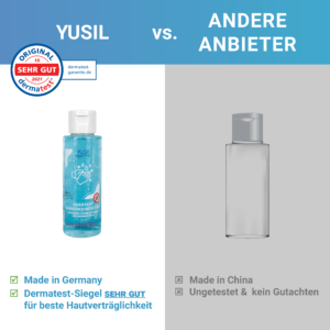 YuSil unterscheidet sich von anderen Anbietern. Made in Germany und hautgetestet.